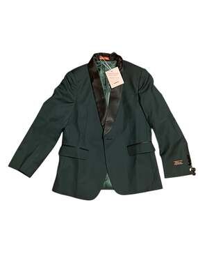 Lamgool Kids Forest Green Shawl Collar Tuxedo Blazer Jacket Size 10Y